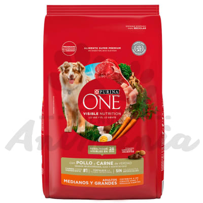 PURINA ONE PERRO RAZA MEDIANA Y GRANDE CON POLLO Y CARNE 12 KG