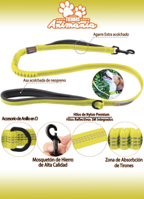 SKIPDAWG CORREA DE CUERDA PARA PERROS DE ALTA ELASTICIDAD CON AMORTIGUADOR ELÁSTICO AMARILLO1