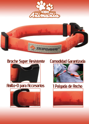 SKIPDAWG COLLAR DE PERRO CON IMPRESIÓN | RESISTENTE DE PVC/NAILON CON HEBILLA [NARANJA - S]1