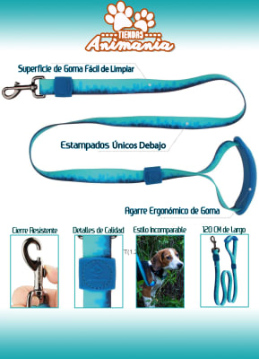SKIPDAWG URBAN TRAVELER - CORREA DE GOMA IMPERMEABLE PARA PERRO AZUL TALLA S