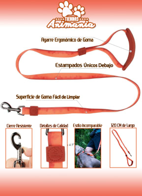 SKIPDAWG URBAN TRAVELER - CORREA DE GOMA IMPERMEABLE PARA PERRO NARANJA TALLA S