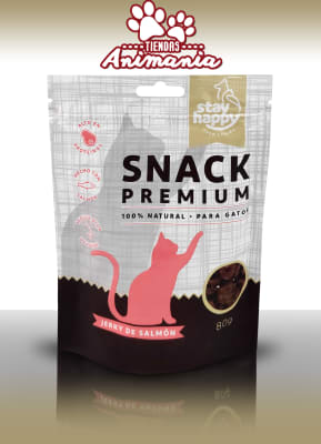 STAY HAPPY SNACK PREMIUM JERKY DE SALMÓN PARA GATOS 80 GR1