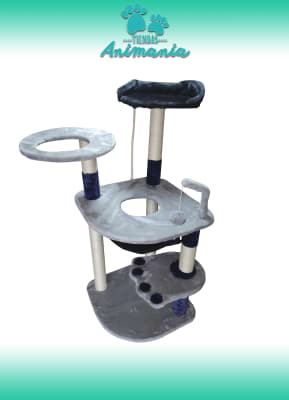 TORRE RASCADOR GATO GRIS Y AZUL KF80561