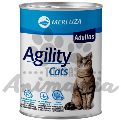 AGILITY LATA DE ALIMENTO HUMEDO PARA GATOS ADULTOS SABOR A MERLUZA 340 GR1