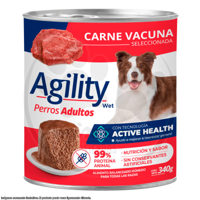 AGILITY LATA DE ALIMENTO HUMEDO PARA PERRO ADULTO SABOR A CARNE DE VACUNO 340 GR