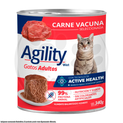 AGILITY LATA GATO ADULTO CARNE VACUNA 340 GR1