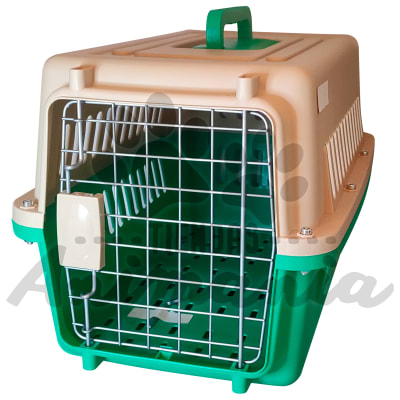 TRANSPORTADORA CON PUERTA DE METAL BICOLOR PARA PERROS Y GATOS1