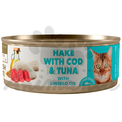 AMITY ALIMENTO HUMEDO ENLATADO MERLUZA CON BACALAO Y ATUN ADULTO 80 GR1