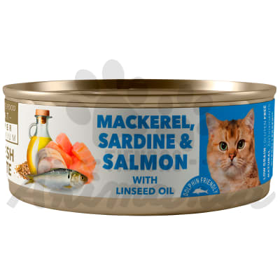 AMITY ALIMENTO HUMEDO ENLATADO CABALLA, SARDINA Y SALMÓN ADULTO 80 GR1