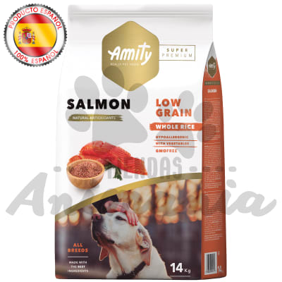 AMITY PERRO ADULTO SUPER PREMIUM BAJO EN GRANOS SABOR SALMÓN 14 KG