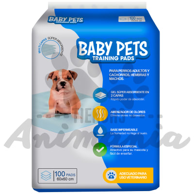 BABY PETS TRAINING PADS TOALLITAS DE ENTRENAMIENTO PARA PERROS 60*60 CM DE 100 UNIDADES