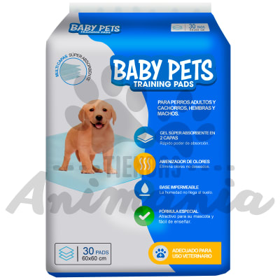 BABY PETS TRAINING PADS TOALLITAS DE ENTRENAMIENTO PARA PERROS 60*60 CM DE 30 UNIDADES