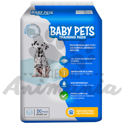 BABY PETS TRAINING PADS TOALLITAS DE ENTRENAMIENTO PARA PERROS 60*60 CM DE 50 UNIDADES