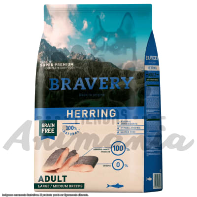 BRAVERY HERRING ADULT MEDIUM/LARGE BREED | ADULTOS RAZAS MEDIANAS O GRANDES SABOR ARENQUE 12 KG