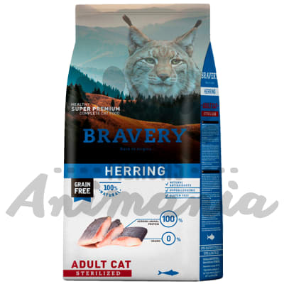 BRAVERY HERRING ADULT CAT STERILIZED - GATOS ADULTOS ESTERILIZADOS SABOR ARENQUE 2 KG