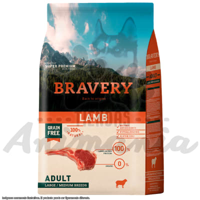 BRAVERY LAMB ADULT LARGE/MEDIUM BREED | ADULTOS MEDIANOS Y GRANDES SABOR CORDERO 4 KG