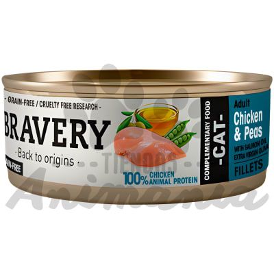 BRAVERY CAT LATA CHICKEN & PEAS ADULT (WITH SALMON OIL & EXTRA VIRGIN OLIVE OIL) 70 GR1