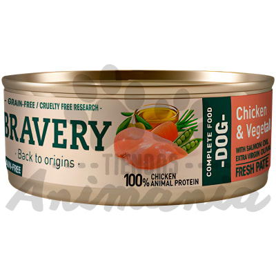 BRAVERY DOG LATA CHICKEN & VEGETABLES (WITH SALMON OIL & EXTRA VIRGIN OLIVE OIL) 80 GR