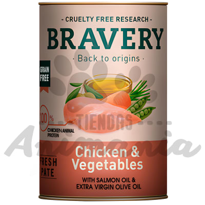 BRAVERY DOG LATA CHICKEN & VEGETABLES (WITH SALMON OIL & EXTRA VIRGIN OLIVE OIL) 290 GR