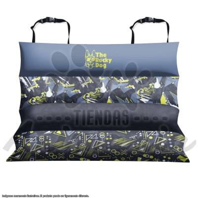 THE ROCKY DOG CAMA DE VIAJE PARA AUTO DOBLE DISEÑO ABSTRACTO