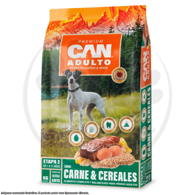 CAN ADULTO CARNE Y CEREALES RAZA PEQUEÑA 18 KG1