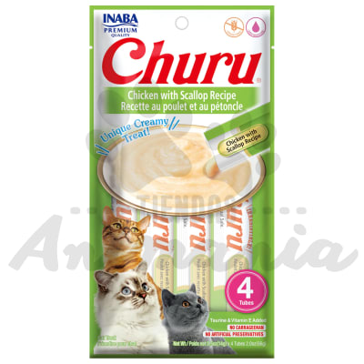 CHURU PREMIO CREMOSO PARA GATOS POLLO CON OSTIONES 56 GR