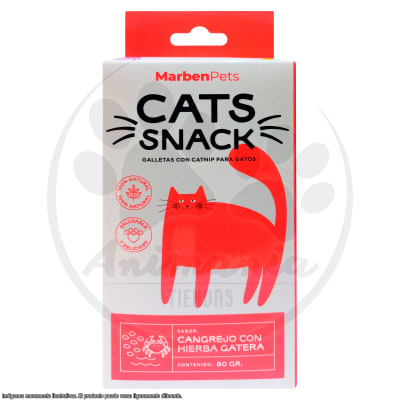 MARBEN PETS CATS SNACK GALLETAS CON HIERBA GATERA Y CANGREJO 80 GR1