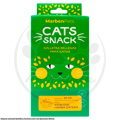 MARBEN PETS CATS SNACK GALLETAS RELLENAS DE ATUN CON HIERBA GATERA 80 GR