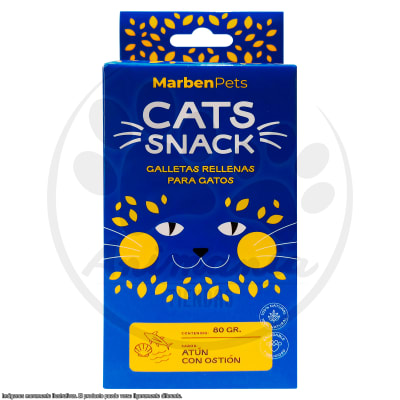 MARBEN PETS CATS SNACK GALLETAS RELLENAS DE ATUN Y OSTION 80 GR