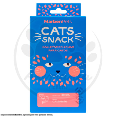 MARBEN PETS CATS SNACK GALLETAS RELLENAS CON CAMARON 80 GR