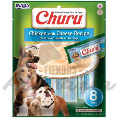 CHURU DOG PREMIO CREMOSO PARA PERROS RECETA DE POLLO CON QUESO 8 PIEZAS