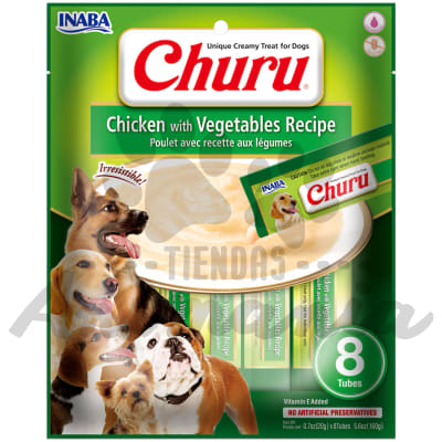 CHURU DOG PREMIO CREMOSO PARA PERROS RECETA DE POLLO CON VEGETALES 8 PIEZAS