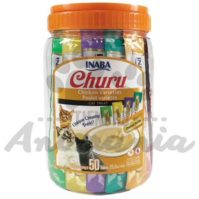 CHURU SNACK CREMOSO PARA GATOS VARIEDADES DE POLLO 50 TUBOS 700 GR