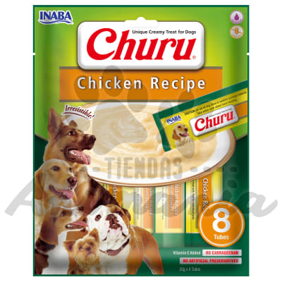 CHURU DOG PREMIO CREMOSO PARA PERROS RECETA DE POLLO 8 UNIDADES