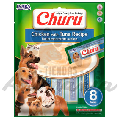 CHURU DOG PREMIO CREMOSO PARA PERROS RECETA DE POLLO CON ATUN 8 UNIDADES