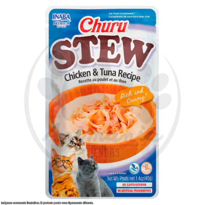 CHURU STEW CHICKEN & TUNA - ESTOFADO DE POLLO Y ATUN LIBRE DE GRANOS PARA GATOS 40 GR1