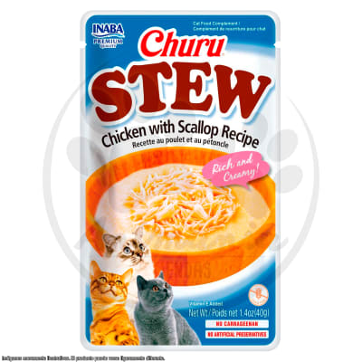 CHURU STEW CHICKEN WITH SCALLOP - ESTOFADO DE POLLO Y SALMON LIBRE DE GRANOS PARA GATOS 40 GR1