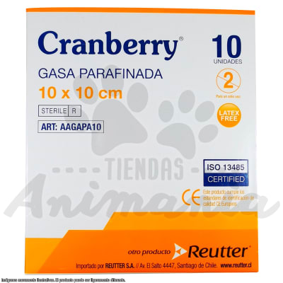 CRANBERRY GASA ESTERIL NO TEJIDA PARAFINADA 10 X 10 CM 10 UNIDADES