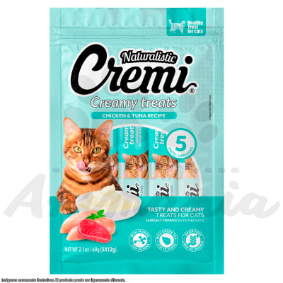 NATURALISTIC CREMI TREATS CHICKEN & TUNA, GRAIN FREE | POLLO Y ATÚN LIBRE DE GRANOS 5 * 12 GR1