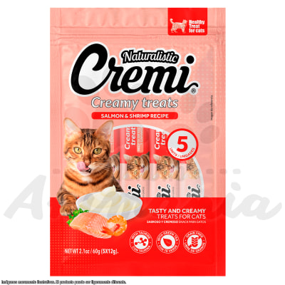 NATURALISTIC CREMI TREATS SALMON & SHRIMP, GRAIN FREE | SALMON Y CAMARON LIBRE DE GRANOS 5 * 12 GR