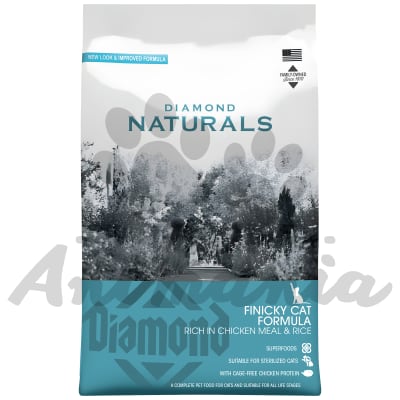 DIAMOND NATURALS FINICKY CAT FÓRMULA PARA GATOS QUISQUILLOSOS RICA EN HARINA DE POLLO Y ARROZ 7.5 KG
