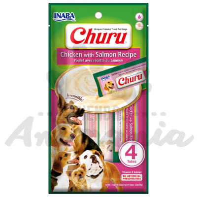 CHURU DOG PREMIO CREMOSO PARA PERROS RECETA DE POLLO CON SALMÓN 56 GR