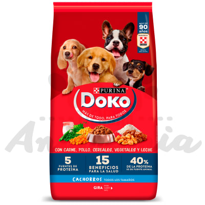 DOKO PERRO CACHORRO CON CARNE, POLLO, CEREALES Y VEGETALES Y LECHE 24 KG1