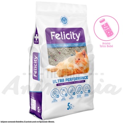 FELICITY ARENA SANITARIA ULTRA PREMIUM LITTER AROMA BABY POWDER 5 LITROS/4 KG1