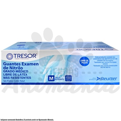 GUANTES TRESOR NITRILO SIN POLVO TALLA M 100 UNIDADES