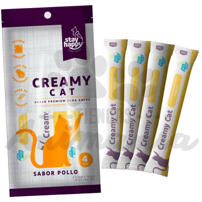 STAY HAPPY CREAMY CAT SNACK CREMOSO SABOR A POLLO 4*14 GR1