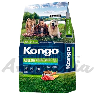 KONGO PERROS ADULTOS MEDIANOS Y GRANDES SABOR CARNE, POLLO Y VEGETALES 21 KG1