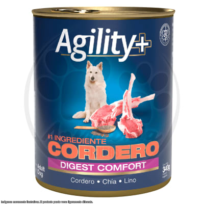 AGILITY+ LATA PERRO CORDERO DIGEST COMFORT 340 GR1