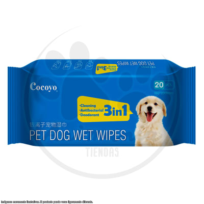 LIMPIEZA COCOYO PET DOG WET WIPES - TOALLITAS HUMEDAS PARA MASCOTAS 3 EN 1 20 PCS1