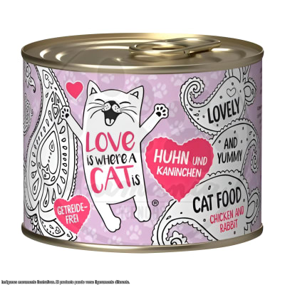 LOVE IS WHERE A CAT IS LATA GATO CHICKEN AND RABBIT 200 GR1